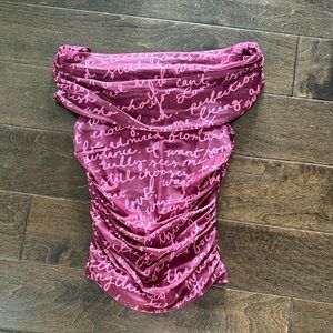 Maeve Anthropologie Fuchsia Script Off-Shoulder Blouse xs